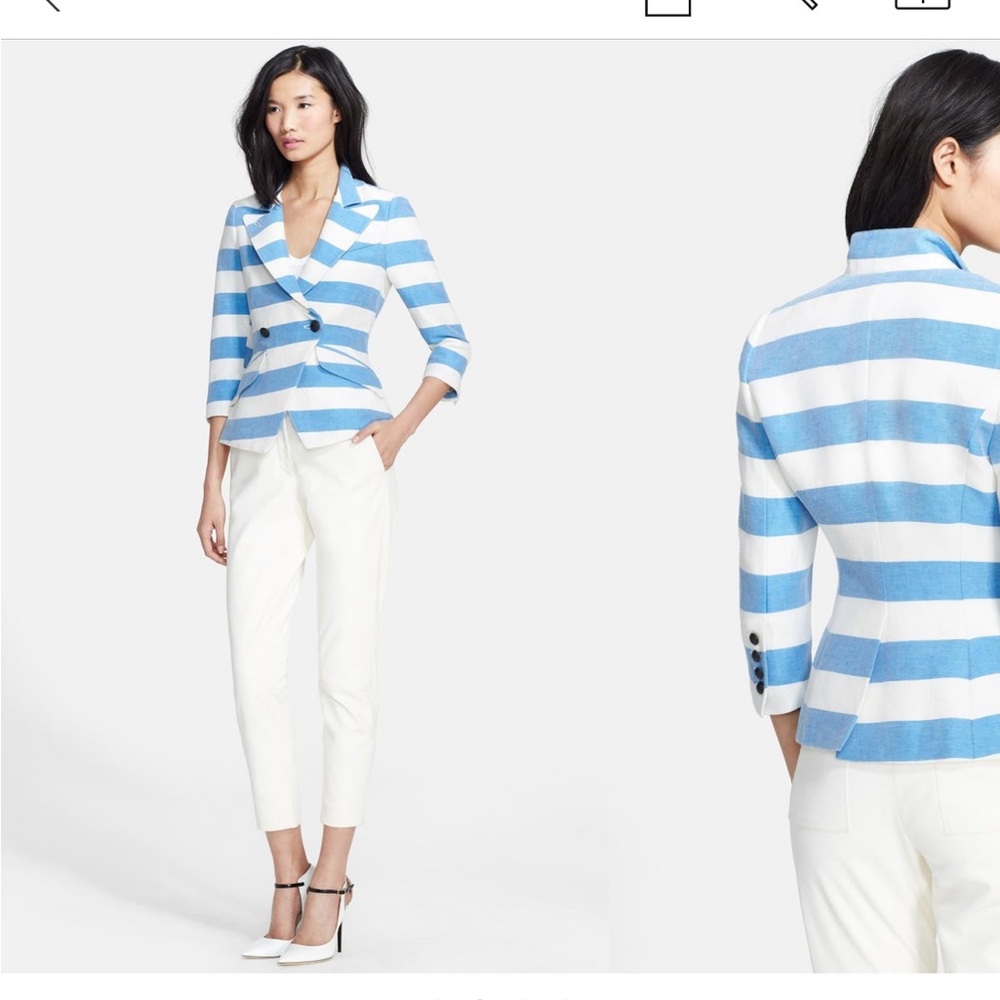Smythe Spring Crossover Linien Blend Blazer Awning Stripe Blue White